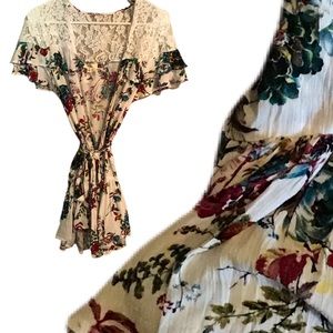 Entro brand thin floral cardigan with tie